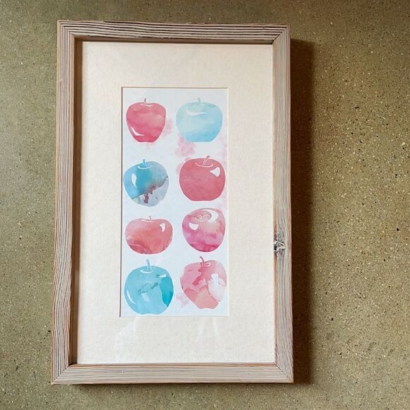 Multicolored Apple Print Watercolor Medium Print is Framed and Matted - Picture 12 of 15